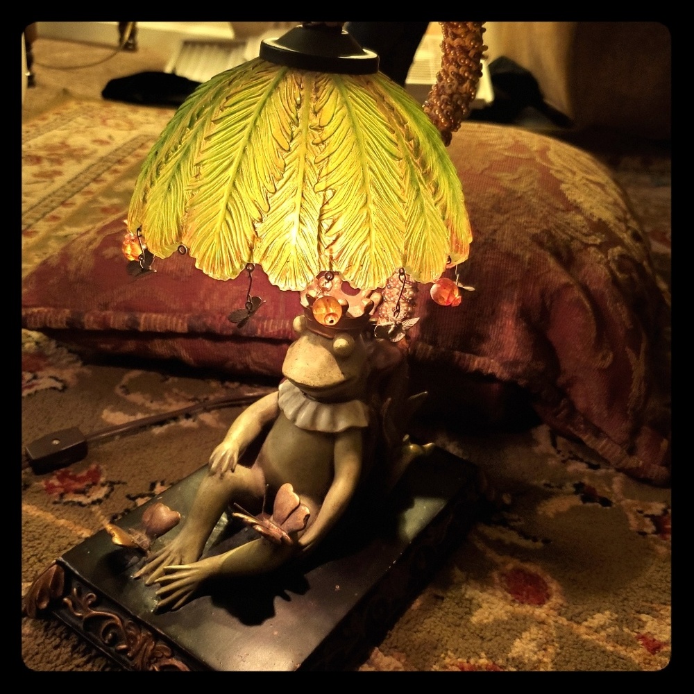 Sterling Frog Prince Frog King Beaded Lamp